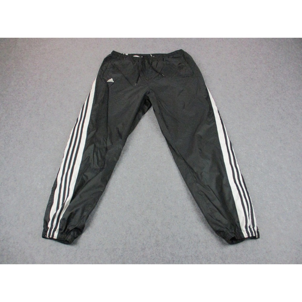 VTG Adidas Pants Mens Extra Large Black Mesh Lined Track Side Stripe Ankle Zip